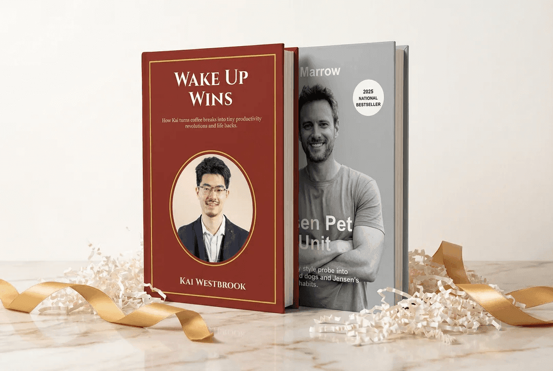 A pair of blank books on display